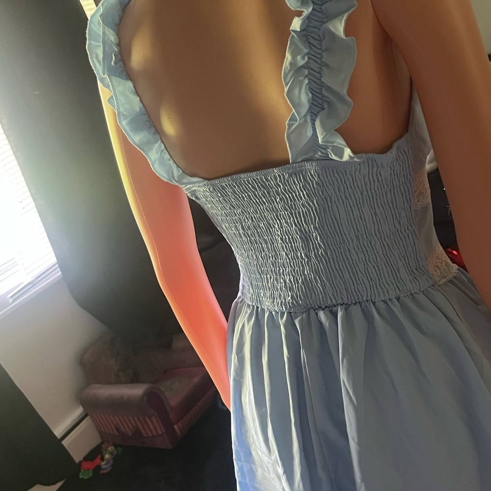 SHEIN Sky Blue Lace Trim Mini Dress - Picture 9 of 9